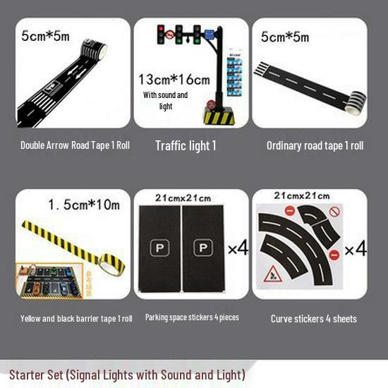 DIY Kindergarten Track Car Toy with Traffic Stickers