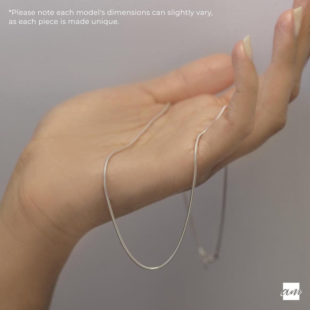 [Amberta] Women's 925 Sterling Silver 1.4mm Snake Chain Necklace, Size: 55cm