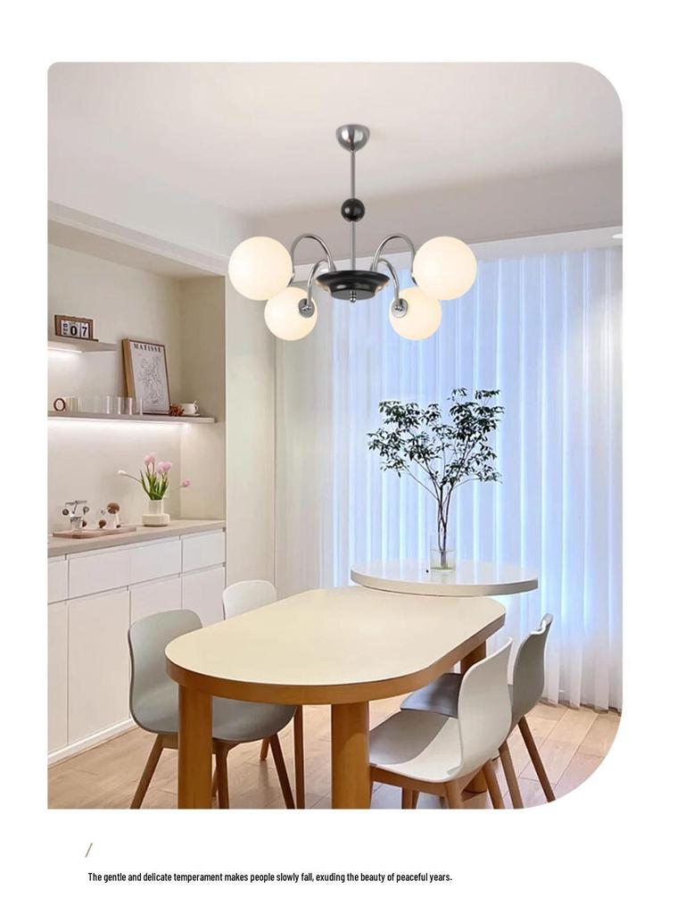 French Minimalist Chandelier: Mid-Century Sputnik Light for Living Room, Bedroom, Dining Area - Romantic Cream Style Lighting