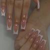 24-Pack Medium & Long White French Ballet False Nails with Glitter Powder