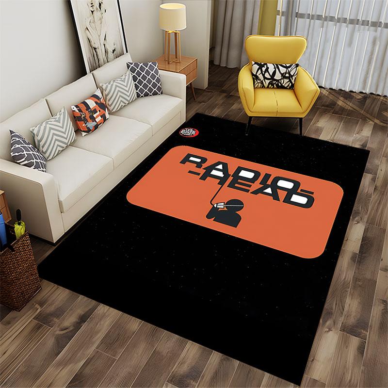 Radiohead Text Design Carpet suitable as a non-slip mat for the living room or bedroom sofa