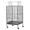 Bird Cage, 460 x 460 x 770 mm, Open Flat Top, Wrought Iron Bird Flight Cage with Perches, Slide-Out Tray and Plastic Feeders, Casters, for Parrot,