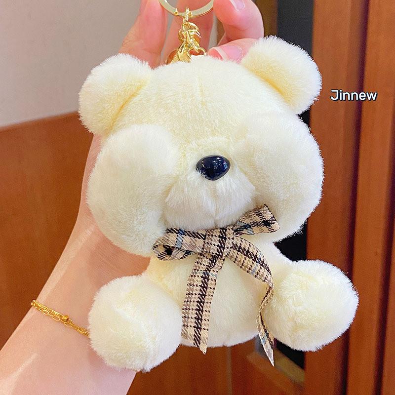 Shy Fun Bear Plush Keychain Adorable Cartoon Doll Key Ring Accessory In Colors Soft
