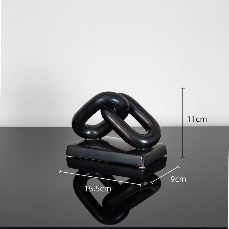 Ceramic Handicraft Golden Chain Skeleton Lock Ceramic Furniture Gold Ring Decorative Figurines Home Decoration Accessories