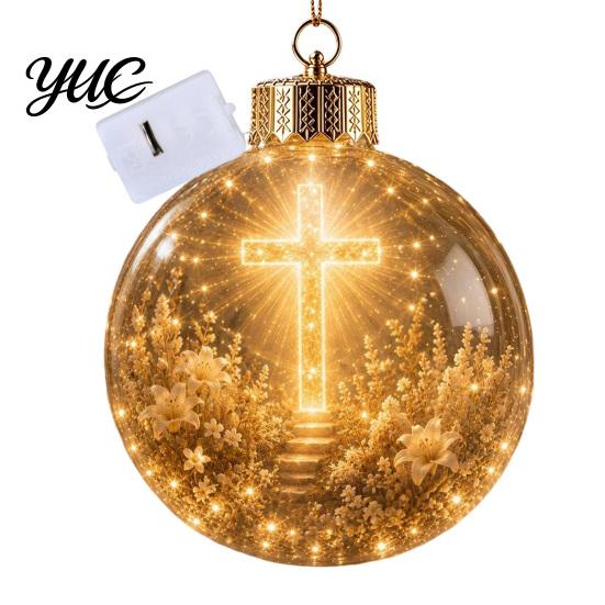 Illuminated Faith Based Decor Christian Scripture Keepsake, Light Up Religious Hanging Ornament with Bible Spiritual Encouragement Home Verse,