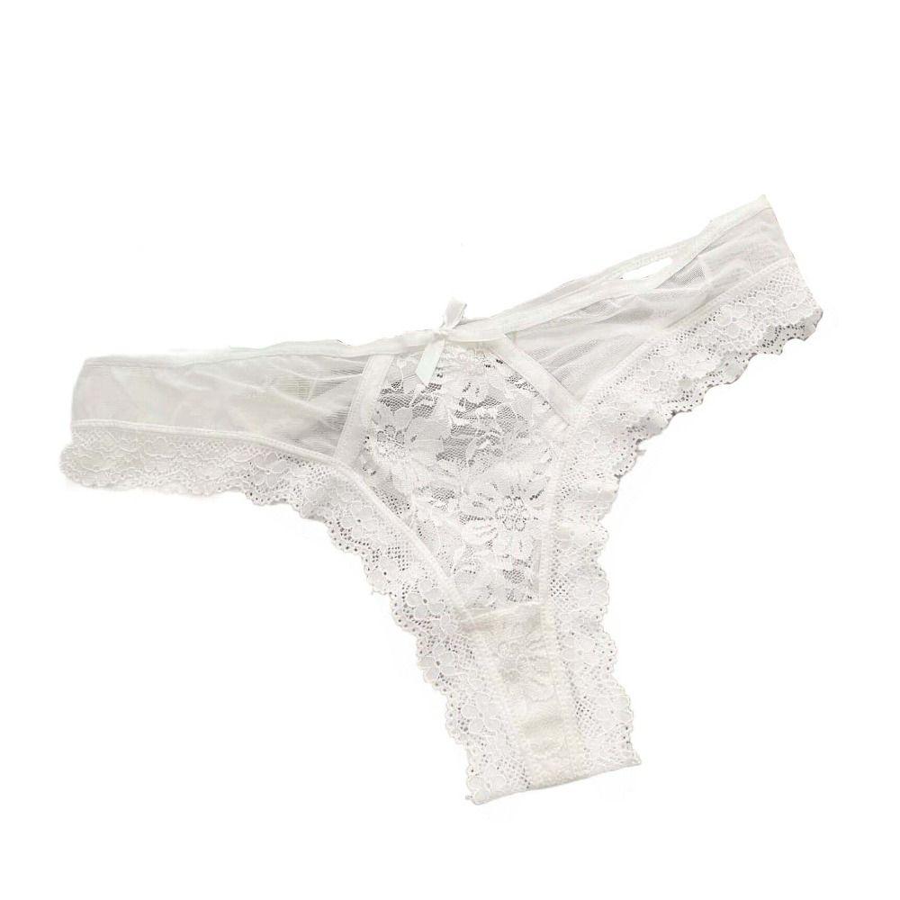 Ruffle Mesh Floral Bowknot Panties Patchwork Lace Flower Transparent Briefs Quick Drye   Lady