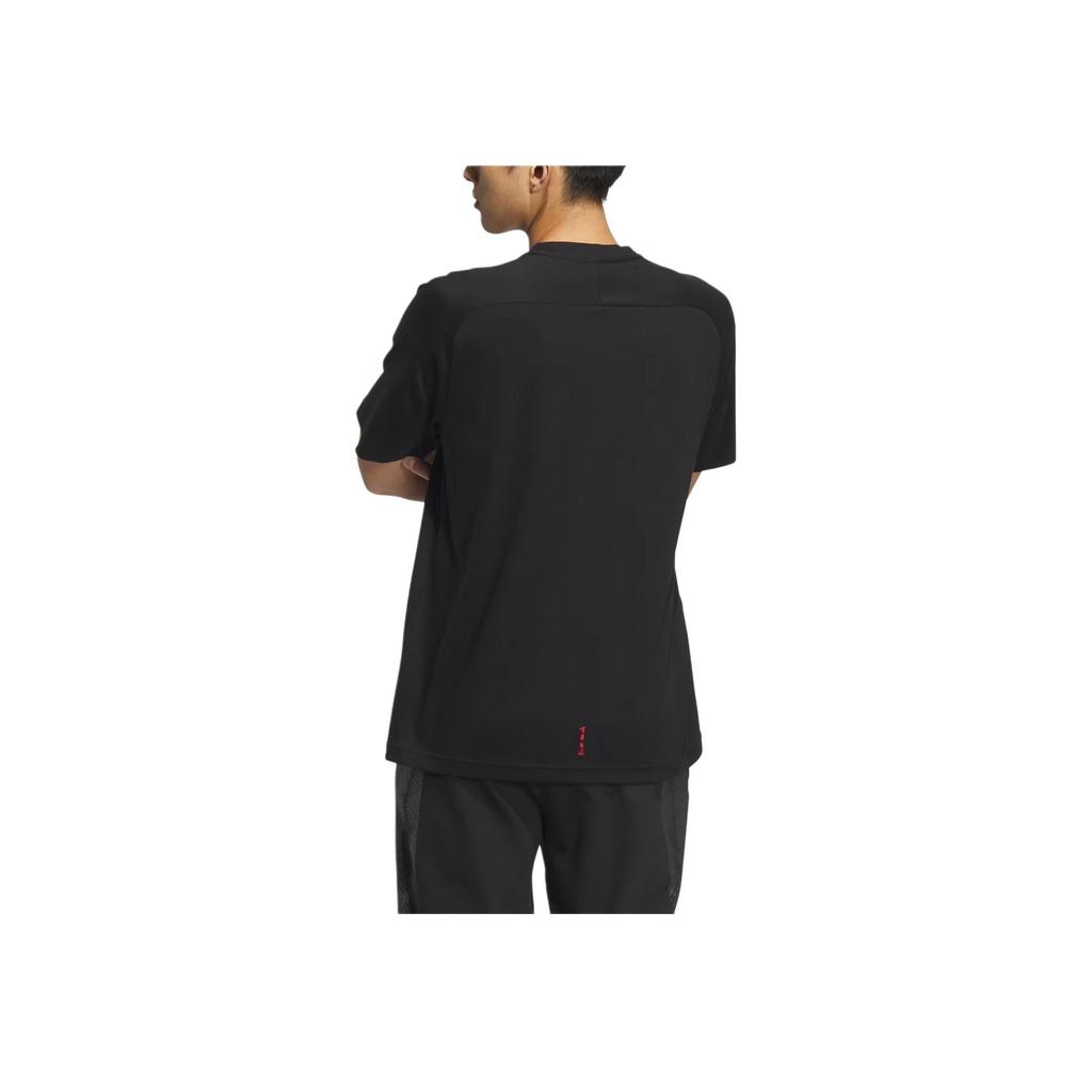 Adidas Casual Letter Round Neck Pullover Raglan Short Sleeve T-Shirt Men T-Shirts Black JF0797
