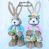 45CM Medium Woven Reed Rabbit Handmade Forest Style Folk Home Decoration Souvenir