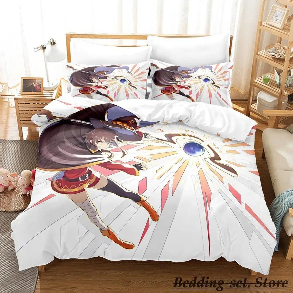 KonoSuba Bedding Set Single Twin Full Queen King Size Bed Set Adult Kid Bedroom Duvetcover Sets Anime parure de lit Bed