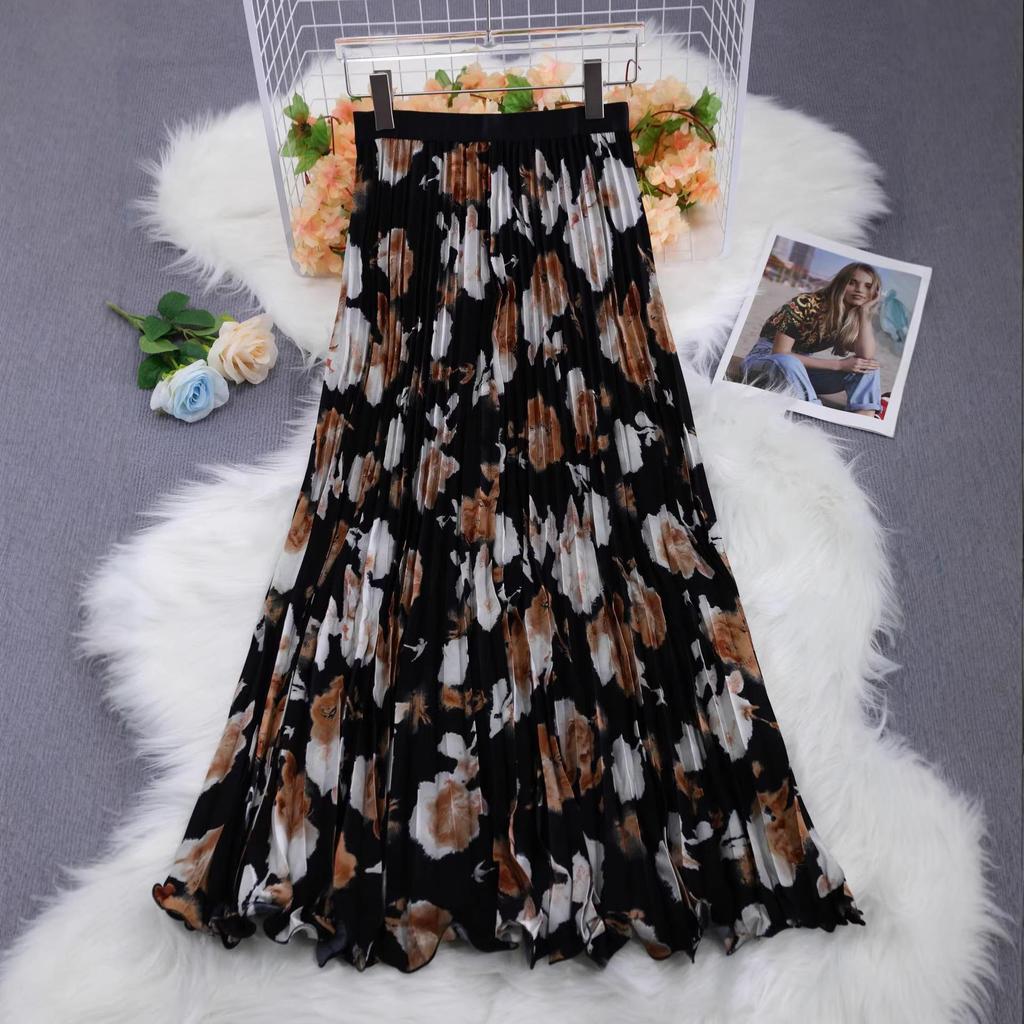 Japanese Korean Chiffon Pleated High Waist Long Skirt - Comfortable, Casual & Slimming
