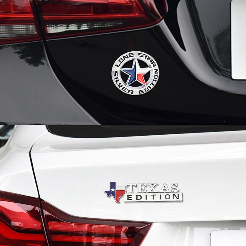 3D Metal Lone Star Texas Edition Emblem Badge Car Stickers For Jeep Wrangler Liberty Grand Cherokee Patriot Renegade Compass Iu1