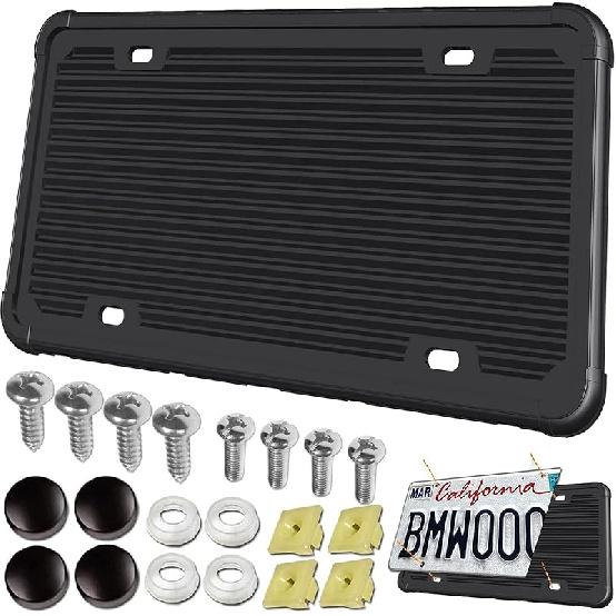 Aootf License Plate Protector- Clear Novelty Number Plate Cover With Silicone Car Tag Frame, Unbreakable Cover To Protect Front Or Back License Plate