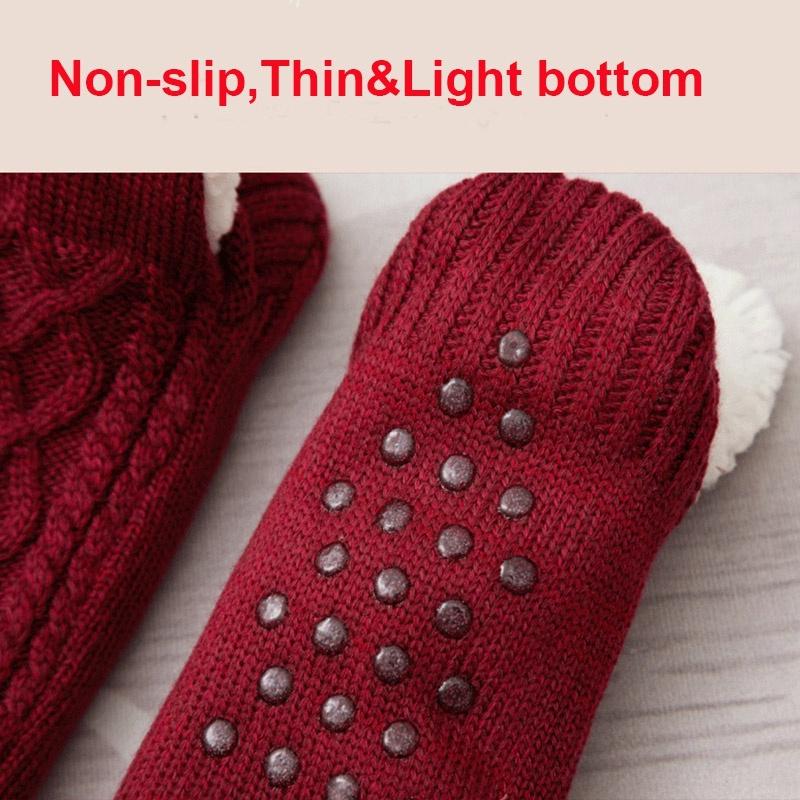 Men Women Soft Fleece Socks Thicken Winter Warm Solid Color Boot Socks Unisex Elastic Non Slip Indoor Floor Socks Slipper