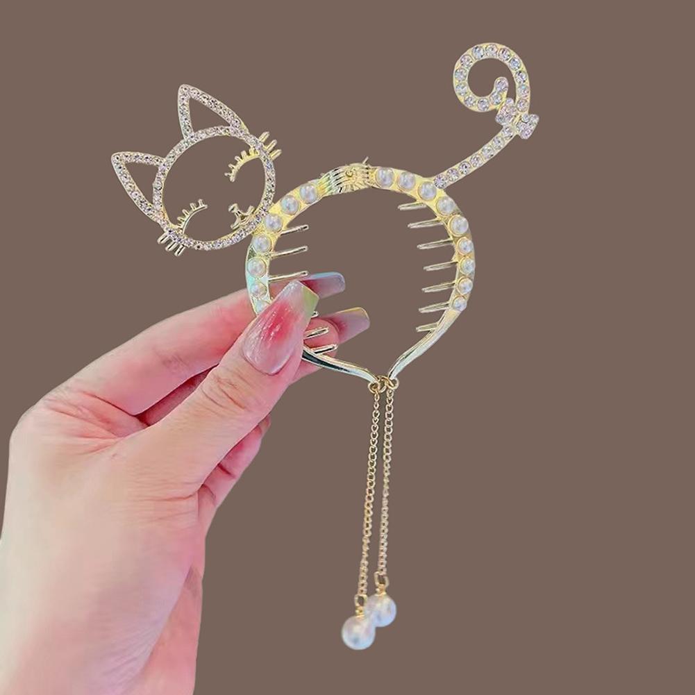 Elegant Tassel Hair Claw Rhinestone Pearl Flower Tassels Hair Clip Women Girl Ponytail Holder Hairpins Fringe Hair Accessories