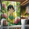 Cartoon Girl Shower Curtain Set, Butterfly & Floral Design, Water-Resistant Polyester, Bathtub Partition,  All-Season