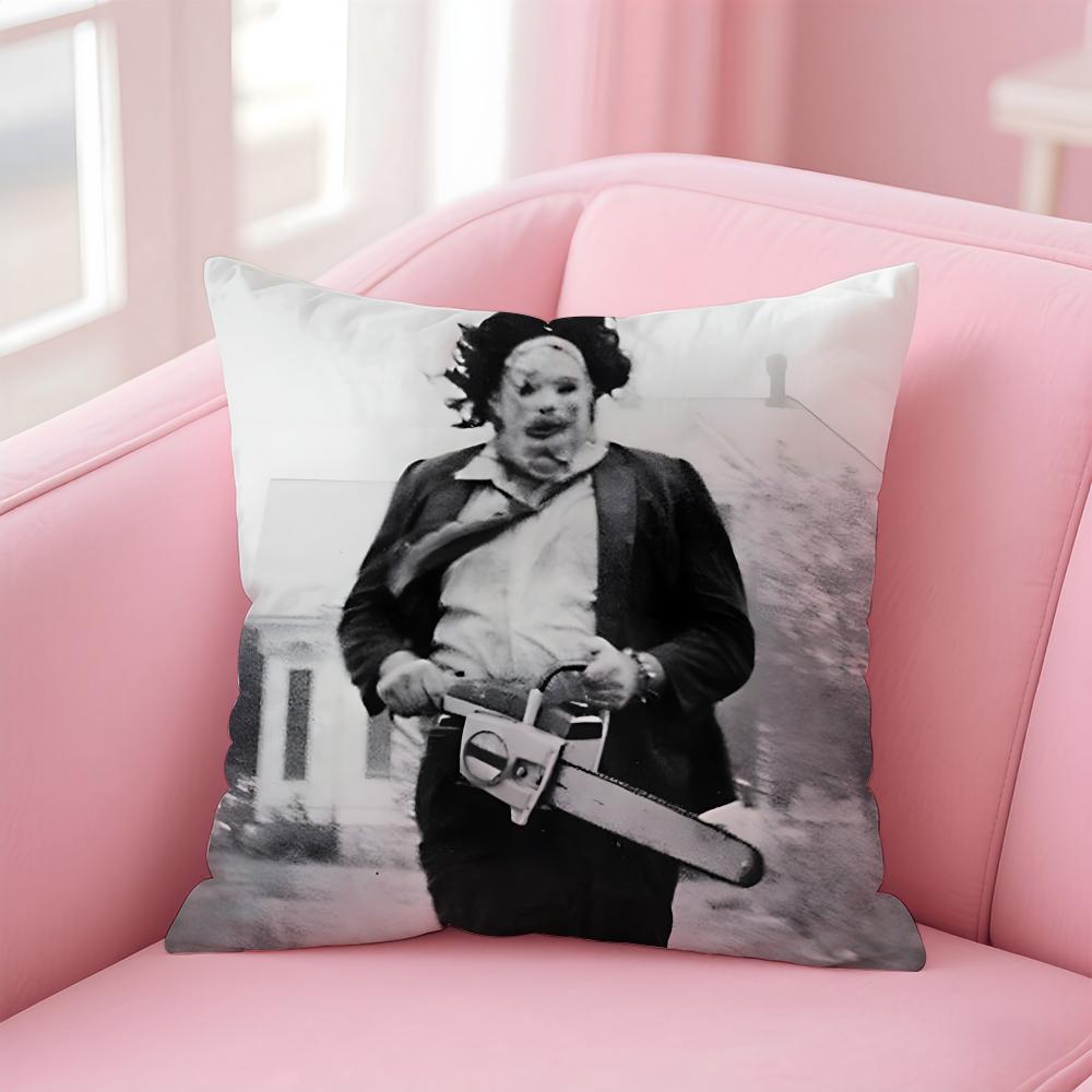 TThe Texas Chainsaw Massacre Cushion Cover Pillowcase Short Plush Invisible Zipper Room Sofa Cushion Cover
