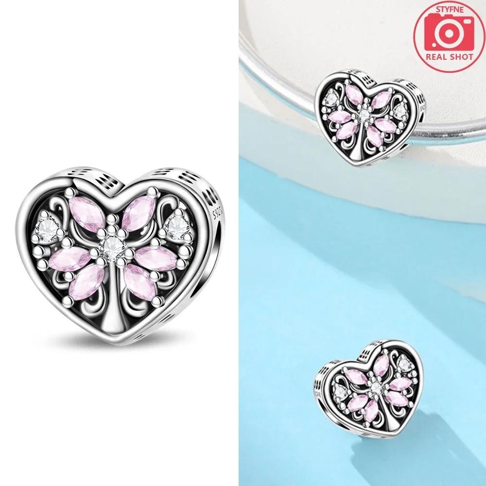 Pendants Woman Pink Heart Air Balloon Wishing Bottle Original Copper Charm Bead Fit Bracelet Women Jewelry Gift Diy