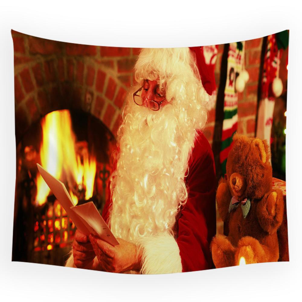Merry Christmas Santa Claus printed pattern tapestry home living room bedroom room decoration hanging tapestry