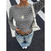 Damen S Gestreiftes Off-Shoulder Langarm Cropped T-Shirt