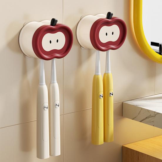 Adhesive Toothbrush Holder Wall Mounted Organizer Holds 2 Toothbrushes Fruit Design Toothbrush Hanger Keeps Toothbrush Dry Fresh for