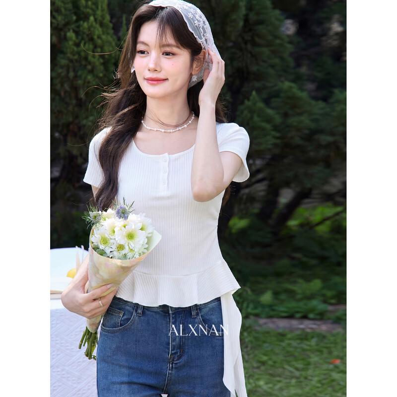 Lixiangnan Women s Henley Ruffle Short Sleeve T-Shirt S