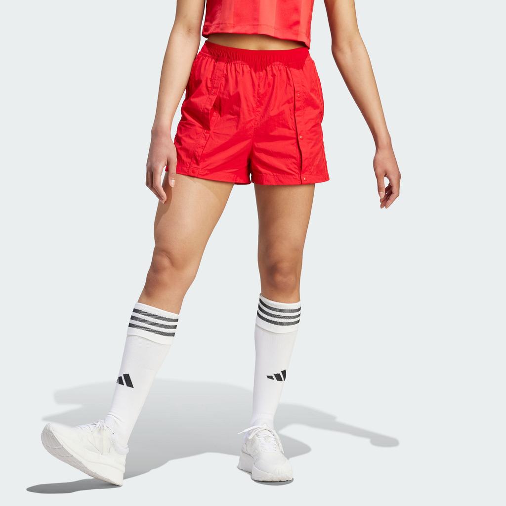 Adidas Tiro Snap-Button Shorts Solid Color Logo Elastic Waist Straight Leg Shorts Women shorts Light-Crimson IK4240