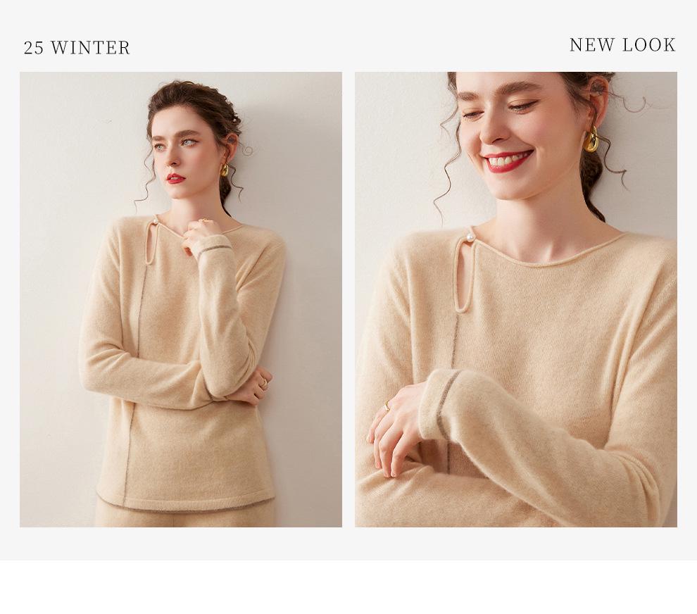 Women's Korean Style Cashmere Single-Button Pullover - Autumn/Winter Fashionable Knit Base Layer Sweater