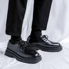 Men's shoes 2025 British style black casual leather shoes men's business dress big head work tide shoes 59011-R