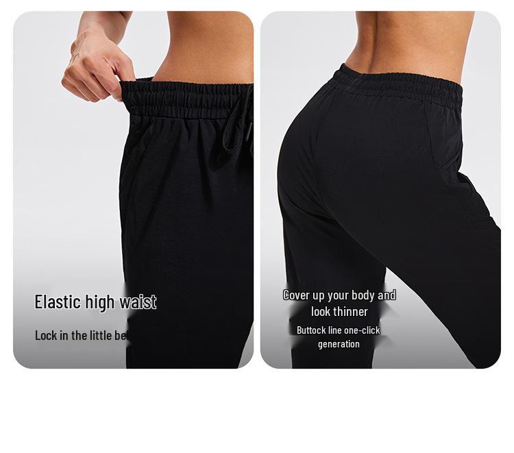 Unisex Quick-Dry Breathable Running Pants with Double Side Pockets and Elastic Drawstring