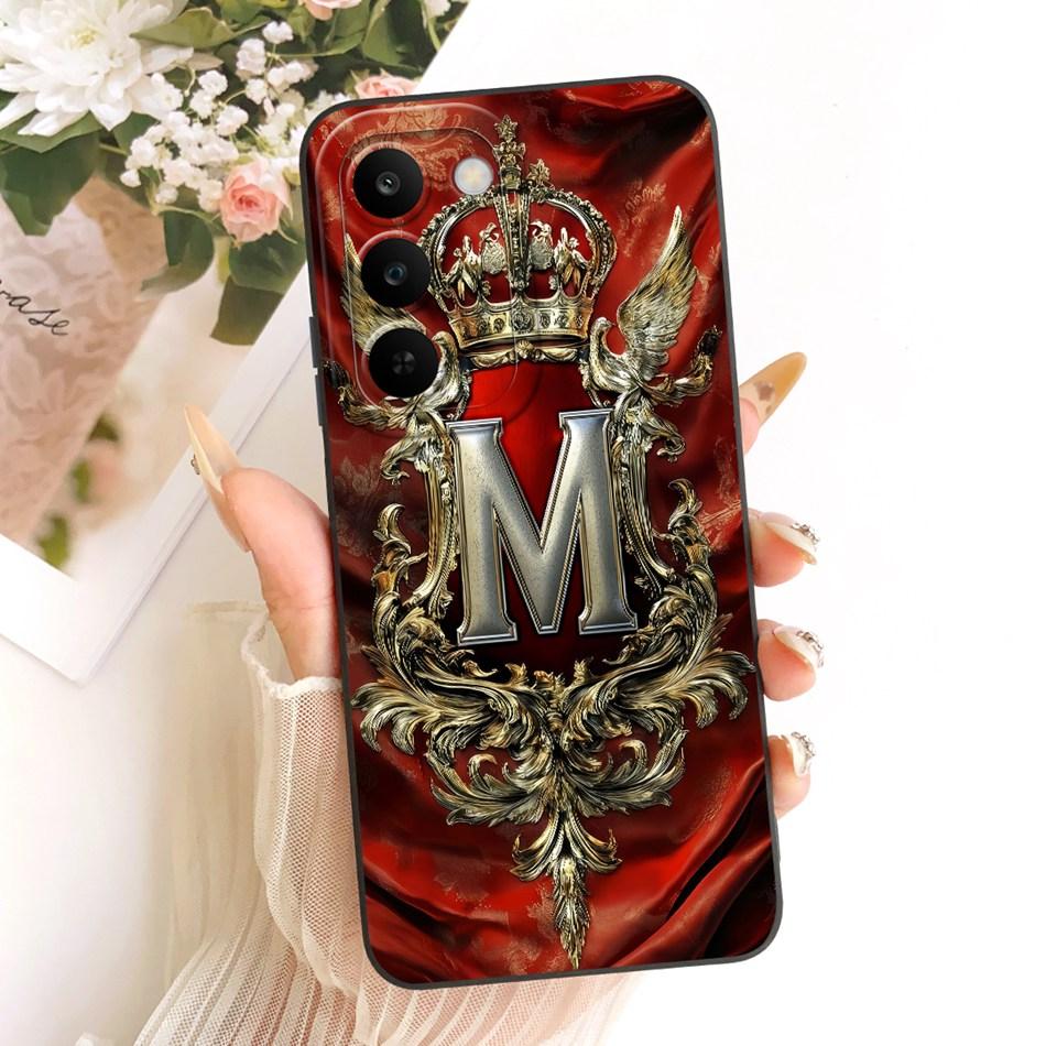 For Realme C83 Feather Crown Initial Letter Phone Case For Realme C83 C 83 5G Soft Silicone Covers Bumpers