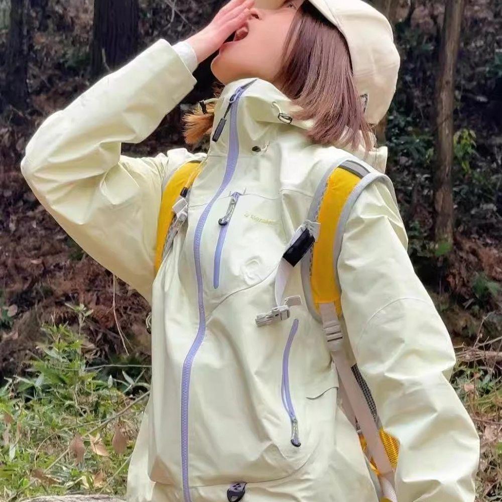 Couple Windbreaker Jacket Women Korean Style Retro Outdoor Hiking Hooded Coat Loose Spring Autumn Fashion
