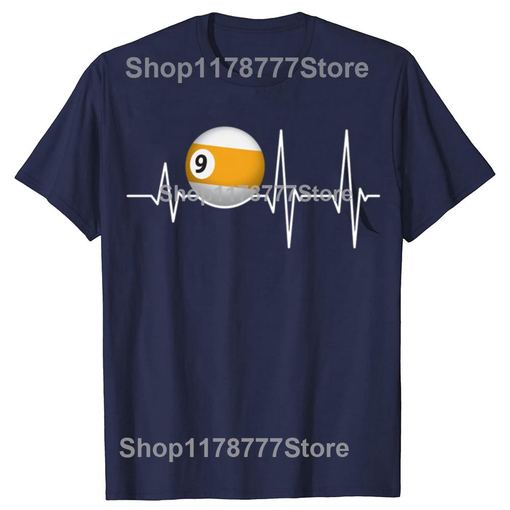 9 Ball Billiards Heartbeat Man TShirt Sport Pool Snooker Games Crewneck Short Sleeve T Shirt Top Tees Billiards Birthday Gifts