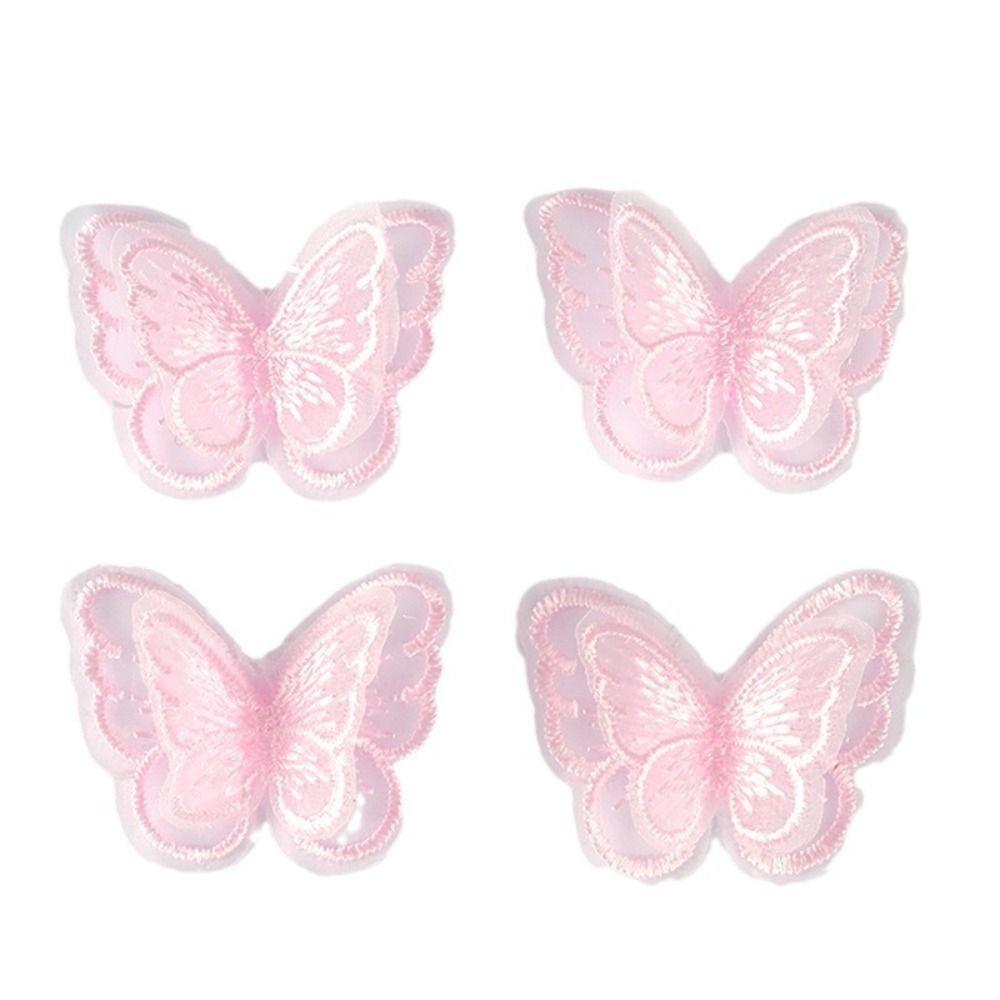 20Pcs 3D Butterfly Appliques Translucent Simulation Mesh Butterfly Patch Garment Design Materials