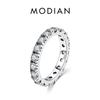 MODIAN Luxury Sparkling Blue Cubic Zirconia Ring 925 Sterling Silver Classic Stackable Finger Rings For Women Statement Jewelry