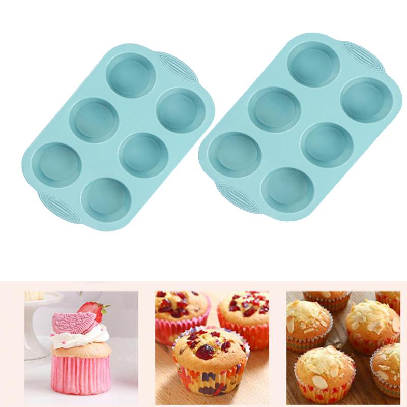 6 Holes Silicone Cake Mold Mini Muffin Cupcake Mould DIY Baking Pan Non-Stick Pudding Chocolate Dessert Tray Baking Tools