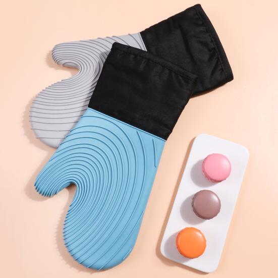 1 ks Silikonové pečicí rukavice Vodotěsné žáruvzdorné chňapky Spirálový vzor Pečicí chňapky pro vaření Kuchyňská nezbytnost