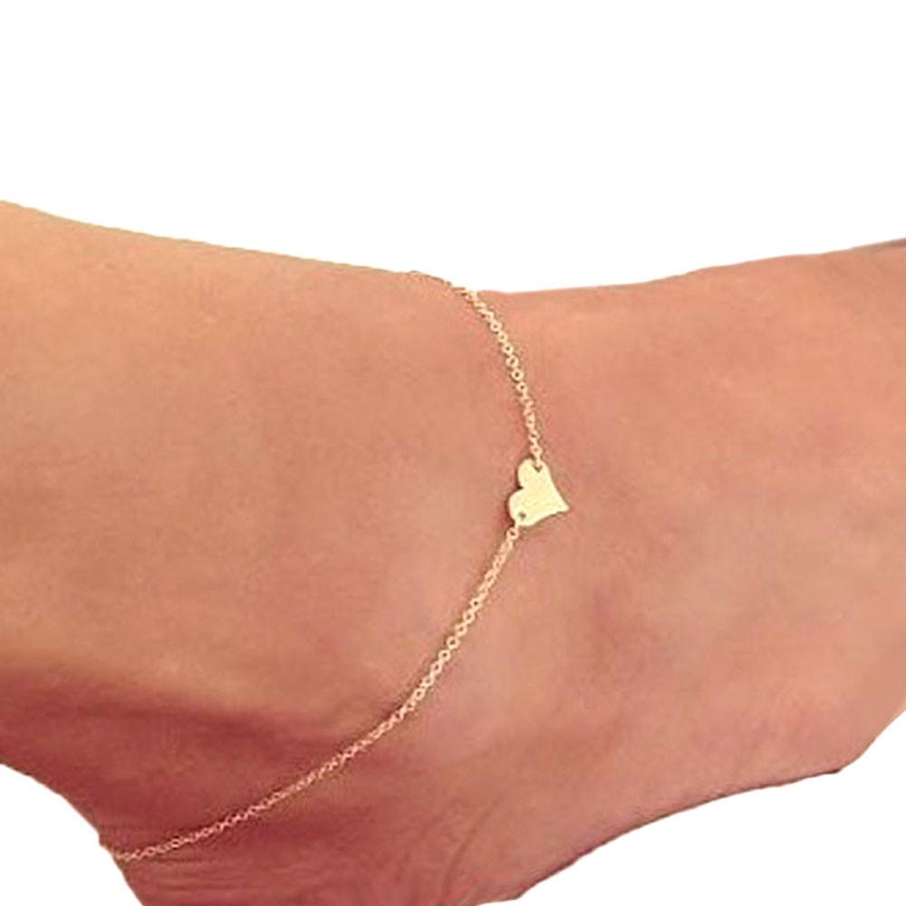 Buy Gold & Silver Girl Fashion Simple Heart Ankle Bracelet Chain Beach