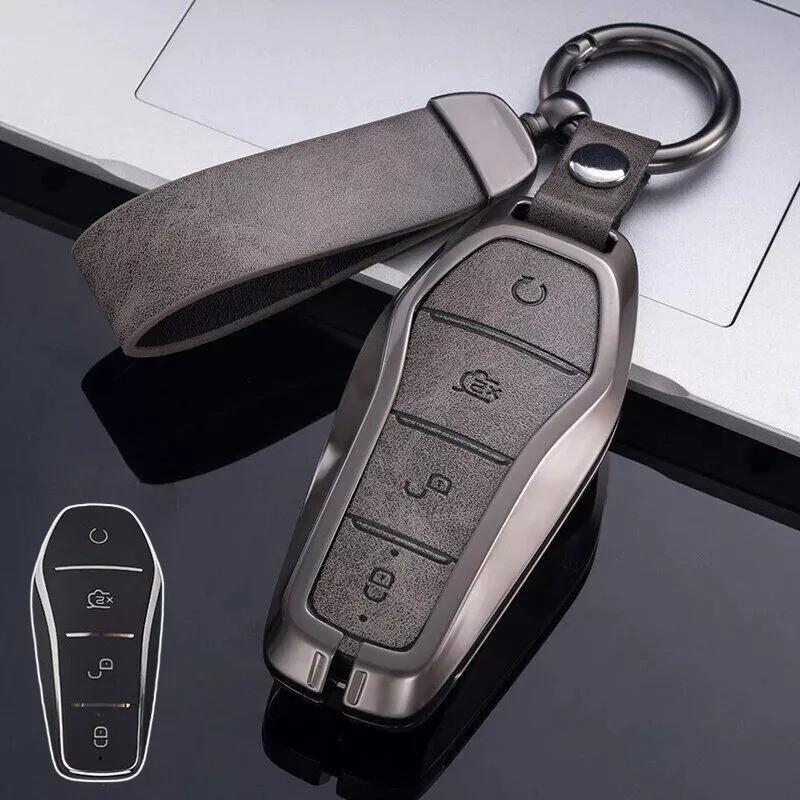Sophisticated Design Zinc Alloy And Leather Car Key Cover for BYD For Tang серый