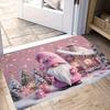 Pink Christmas Gnome Snowy Cabin Gift Ornament Snowflake Flannel Doormat Anti Slip Front Door Mat Holiday Entrance Decor Rug