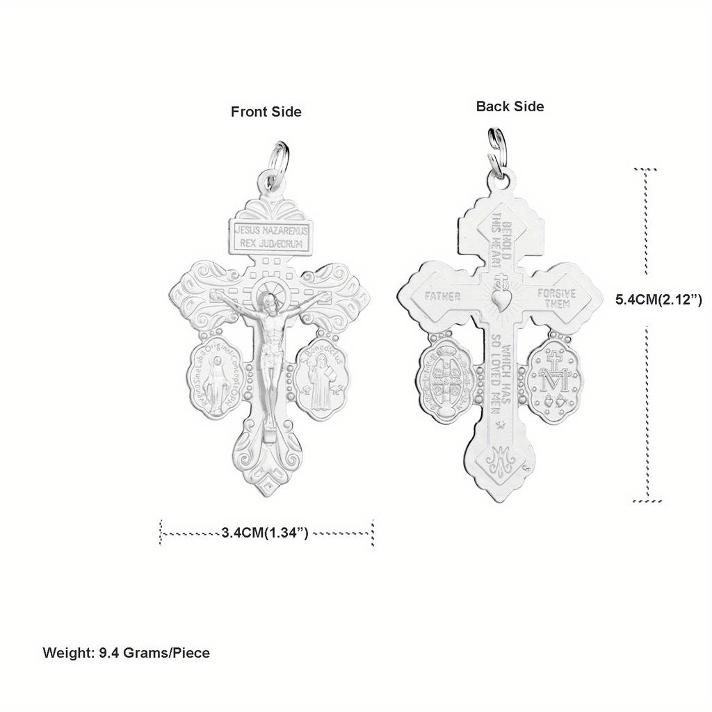 10 Pcs Metal Pardon Crucifix Catholic Pendant With St Benedict and Milagrosa Medal DIY For Rosary Necklace Making Parts