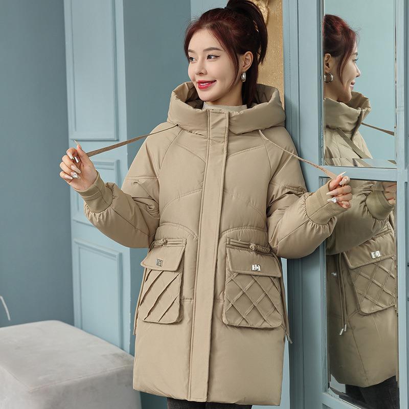 New A-shaped winter clothing simple down cotton-padded clothes women's long thickened large-size bread clothes