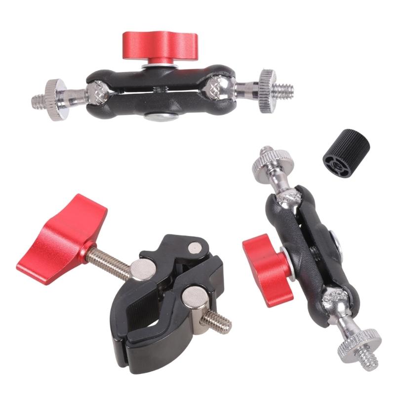 Heavy Duty Aluminum Alloy Clamp Mount With 1/4 Screw For DSLR Camera Smartphone Studio Lighting 360Rotation Bracket