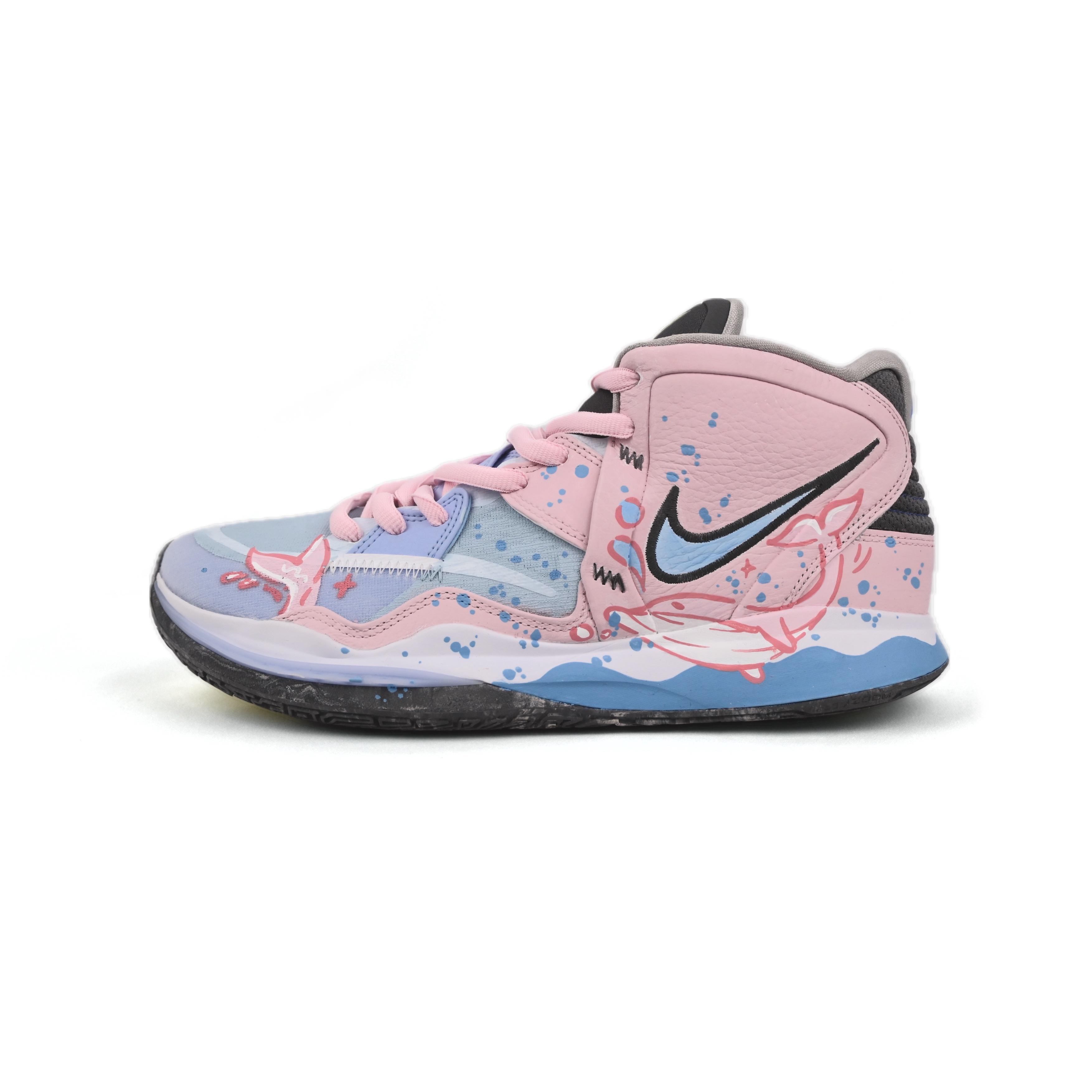 

Nike Kyrie 8 Infinity Slip Resistant Abrasion Resistant Mid top Basketball Shoes Unisex Pink Blue DC9134-102(Team502-) 40.5