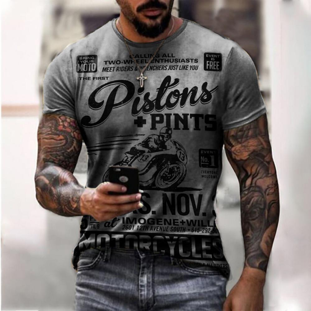 Motorcycle T-shirt New 3D Print Short Sleeve Vintage Classics TShirt For Mens Street Ride Biker Shirts Tops Oversized Tee Shirt