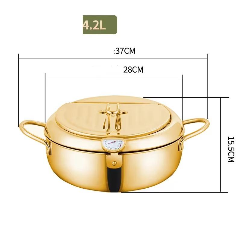 Stainless Steel Fryer 1PC Household Double Bottom Oil Saving Temperature Control Gas Induction Cooker Special Kitchen Supplies