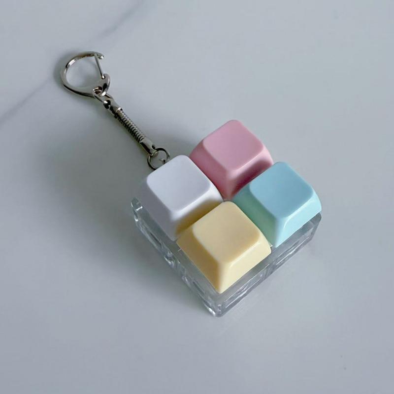 ASMR Click Mechanical Sound Stress Relief Keyboard Keycap Fidget Keychain Macaron Color Portable Backpack Anxiety Toy For Adult