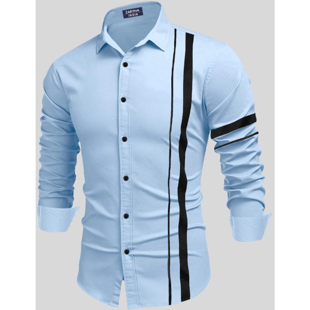 Spring New Men's Shirt 3d Printing All-match Line Printing Long-sleeved Casual Shirt Men's Fashion Casual Lapel Button Shirt