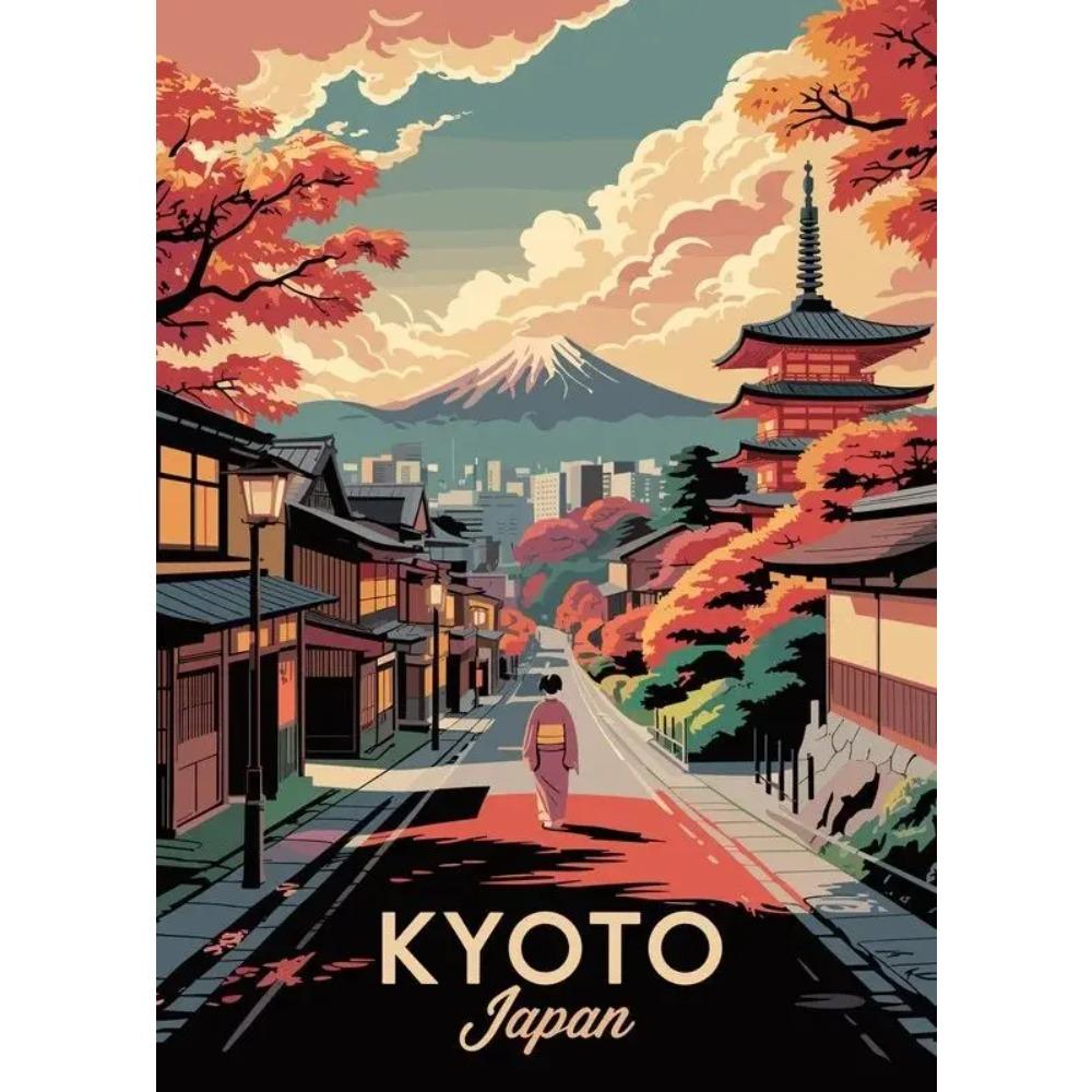Vintage Japan Travel Poster Print For Office Living Room Home Decor Fuji Mountain Tokyo Osaka Landscape Canvas Painting Wall Art