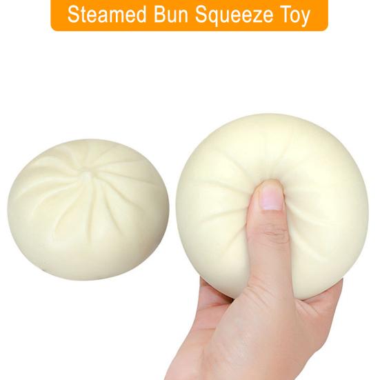 Hračka na úlevu od stresu v podobě pařené buchty s parním hrncem, simulace plněné buchty, mačkací senzorická hračka, měkká TPR, čínská buchta, fidget hračka