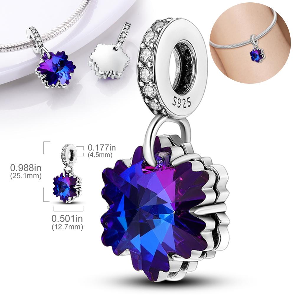 

Charms Plata Blue And Purple Snowflake Winter Pendants Fit Original Bracelets Charms For Women Jewelry Diy Making Gifts
